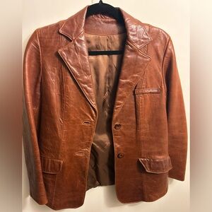 1970’s vintage 100% genuine leather AMBE blazer jacket